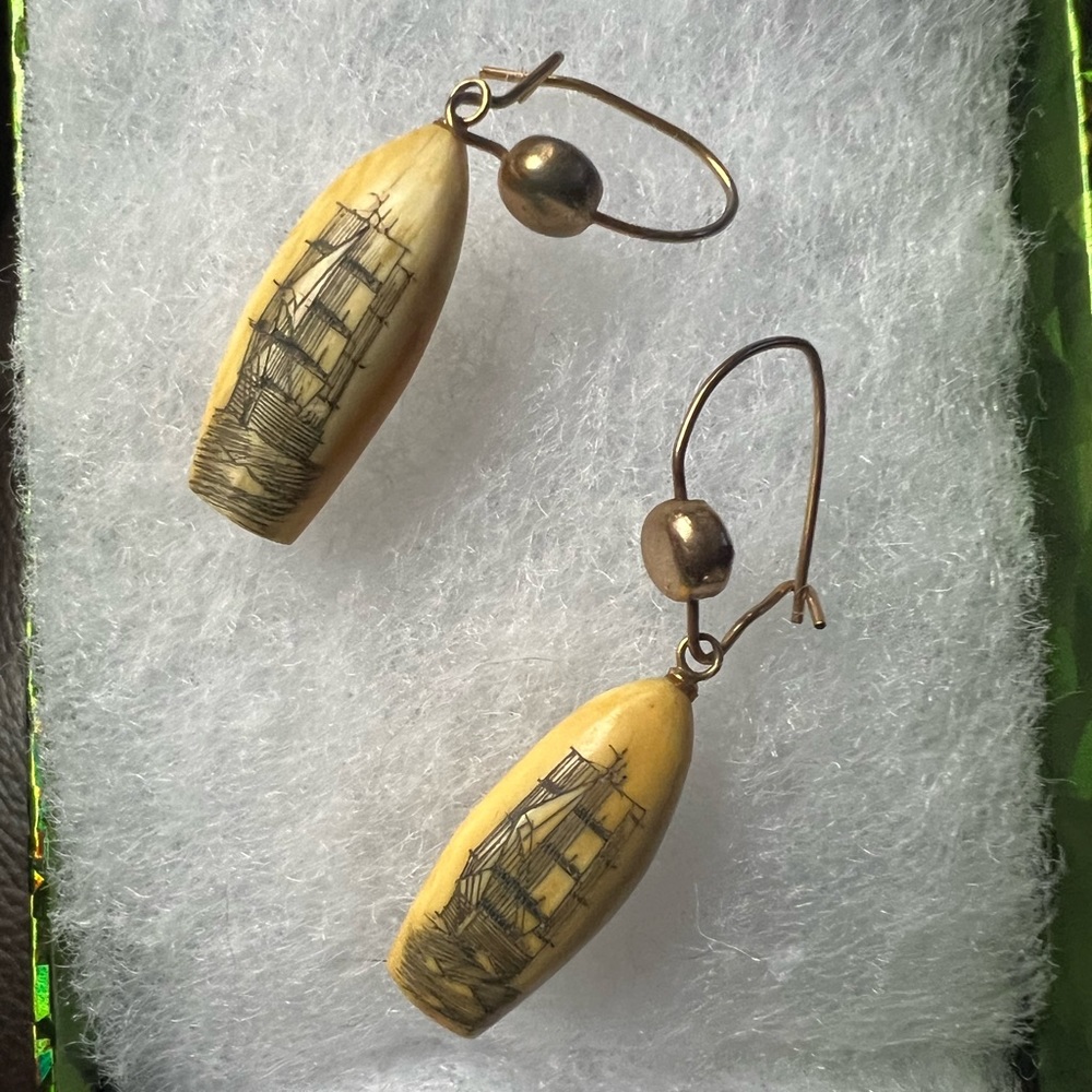 Skrimshaw earrings